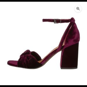 Sarto Franco Sarto Red Velvet Strappy Block Heels